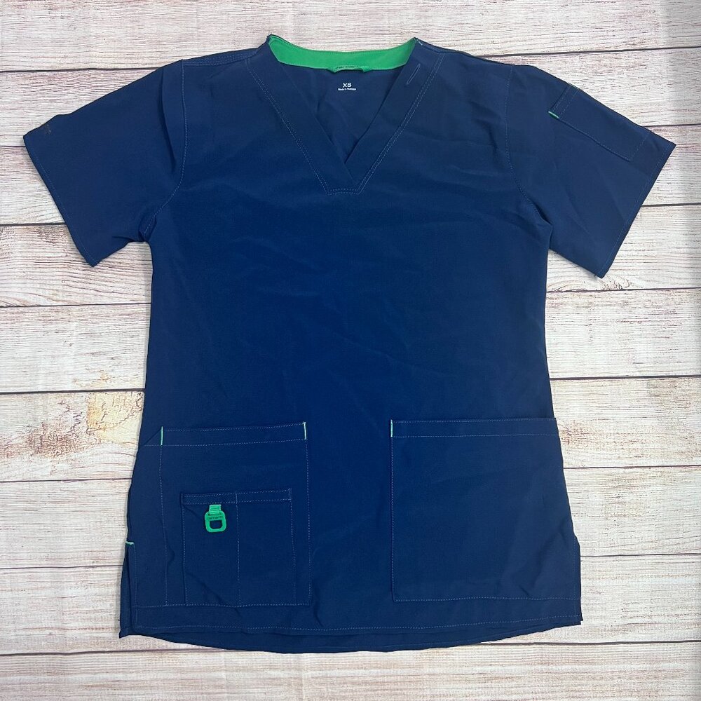 Carhartt Medical Scrub Top |‎ Navy Blue V-Neck Utility Top Size XS